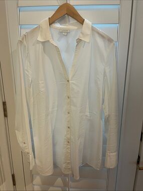 Talbots White Long-Sleeve Button-Down Shirt